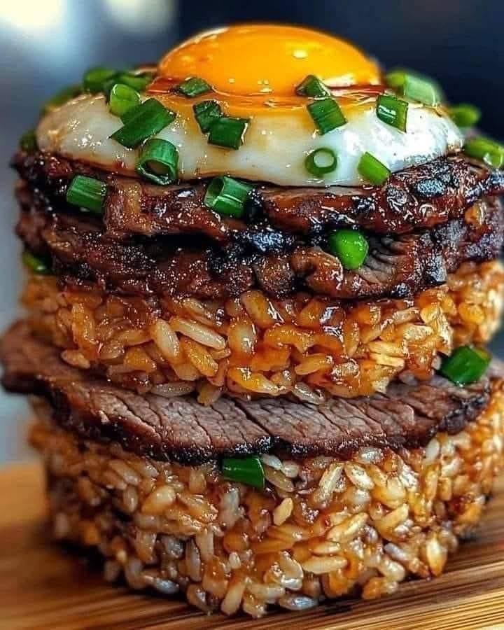 Korean BBQ Beef Rice Stack 